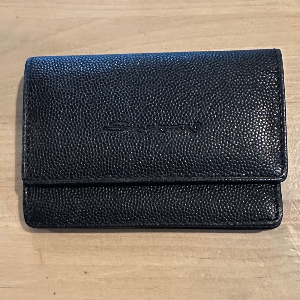 Santoni Black Leather Card Case/Wallet